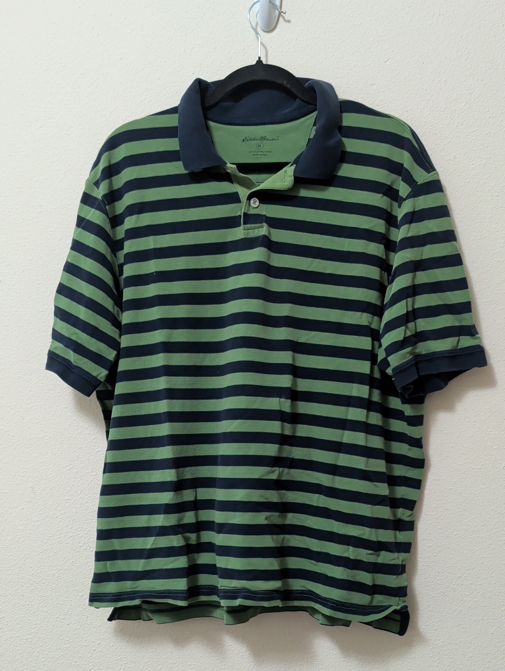 Eddie Bauer Green & Navy Striped Polo
